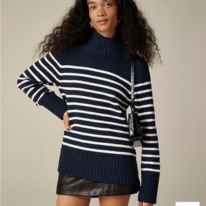 Navy and White Striped Women's Sweater